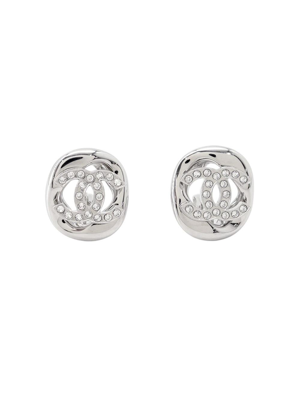 Chanel Cc Logo Clip-On Earrings Silver- #357592C10B